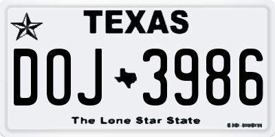 TX license plate DOJ3986