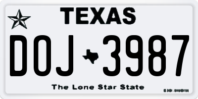 TX license plate DOJ3987