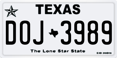 TX license plate DOJ3989