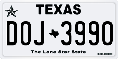 TX license plate DOJ3990