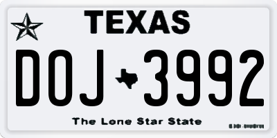 TX license plate DOJ3992