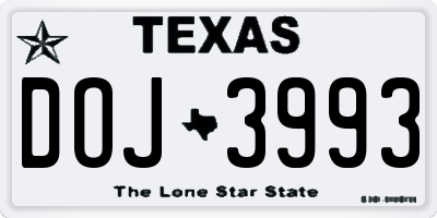 TX license plate DOJ3993