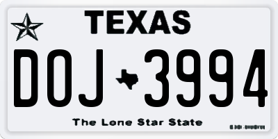 TX license plate DOJ3994