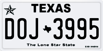 TX license plate DOJ3995