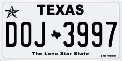 TX license plate DOJ3997