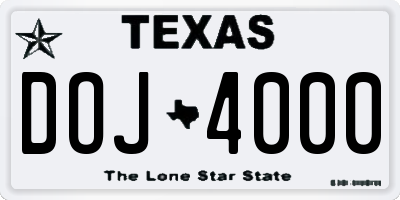 TX license plate DOJ4000