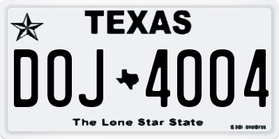 TX license plate DOJ4004