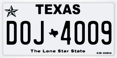 TX license plate DOJ4009