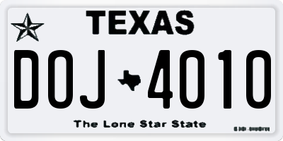 TX license plate DOJ4010