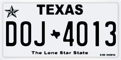 TX license plate DOJ4013