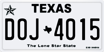TX license plate DOJ4015