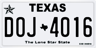 TX license plate DOJ4016
