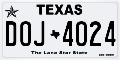 TX license plate DOJ4024
