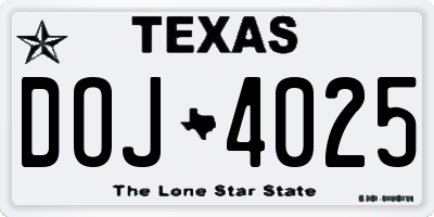 TX license plate DOJ4025