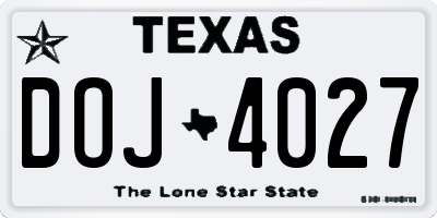 TX license plate DOJ4027