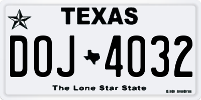 TX license plate DOJ4032