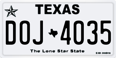TX license plate DOJ4035