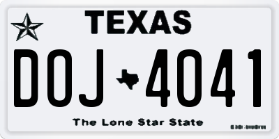 TX license plate DOJ4041