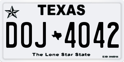 TX license plate DOJ4042