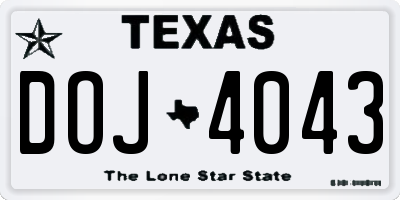 TX license plate DOJ4043