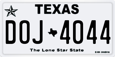 TX license plate DOJ4044