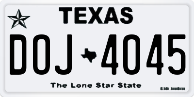 TX license plate DOJ4045