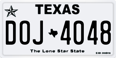 TX license plate DOJ4048
