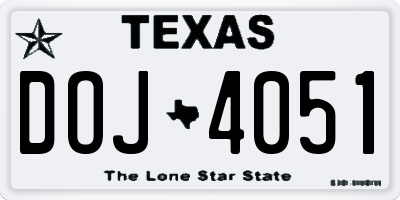 TX license plate DOJ4051