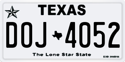 TX license plate DOJ4052