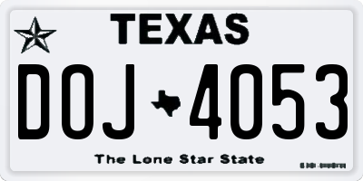 TX license plate DOJ4053