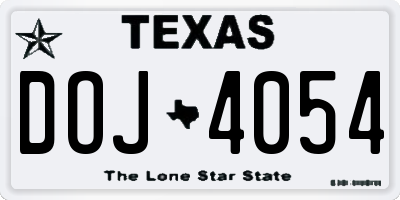TX license plate DOJ4054