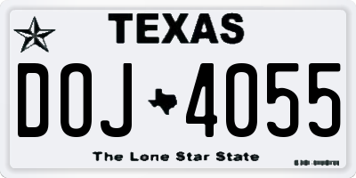 TX license plate DOJ4055