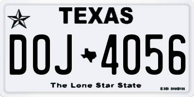 TX license plate DOJ4056