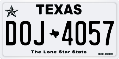 TX license plate DOJ4057