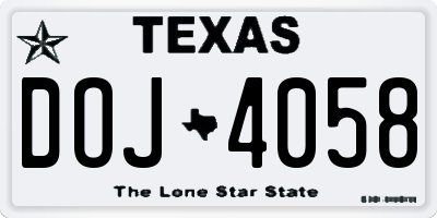 TX license plate DOJ4058