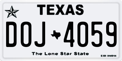 TX license plate DOJ4059