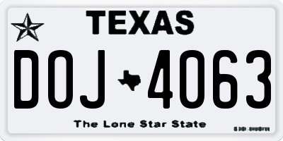 TX license plate DOJ4063