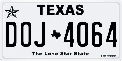 TX license plate DOJ4064