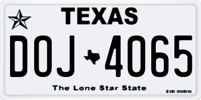 TX license plate DOJ4065