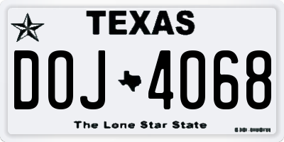 TX license plate DOJ4068