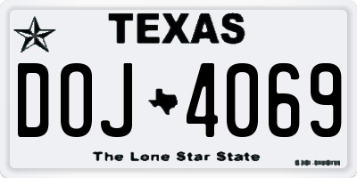 TX license plate DOJ4069