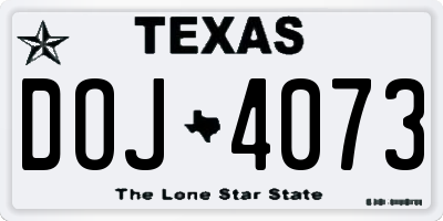 TX license plate DOJ4073