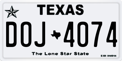 TX license plate DOJ4074