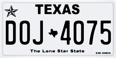 TX license plate DOJ4075