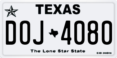 TX license plate DOJ4080