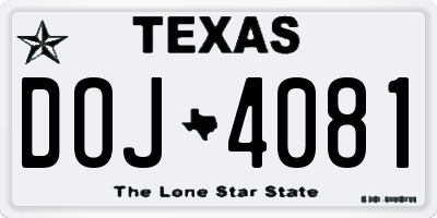 TX license plate DOJ4081