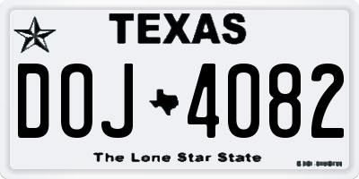 TX license plate DOJ4082
