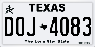 TX license plate DOJ4083