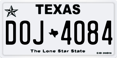TX license plate DOJ4084