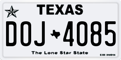 TX license plate DOJ4085